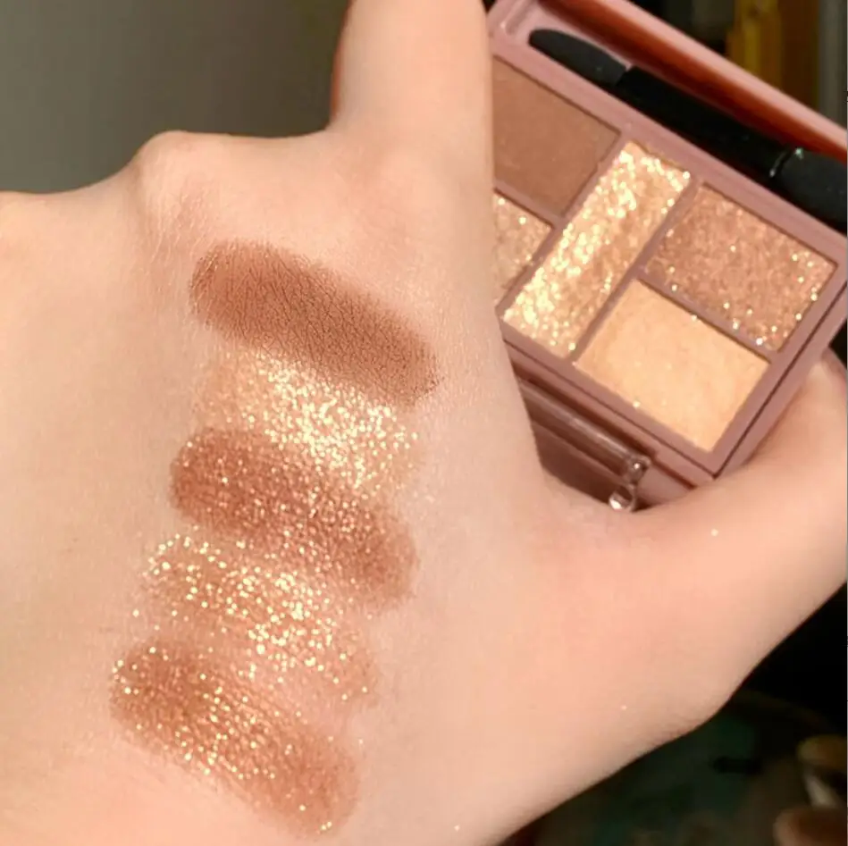 5 色のアイシャドウパレット強いコーヒー色パーリーアイシャドウマットグリッター光沢のあるきらめき目メイクアイ顔料 T2380