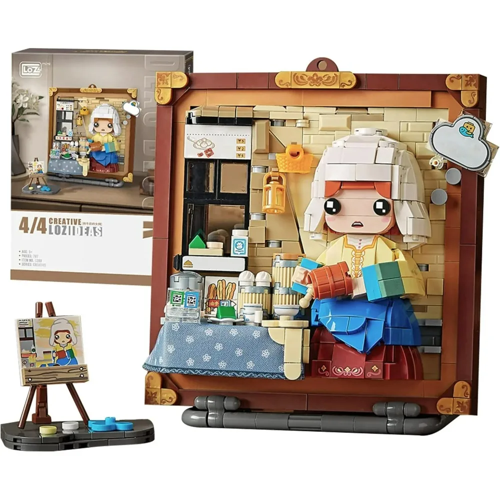 676 PCS Mini Building Blocks Kit, 3D Painting Model Set,Building Block Toys for Adults and Kid 8-14+(Earrings Girl)