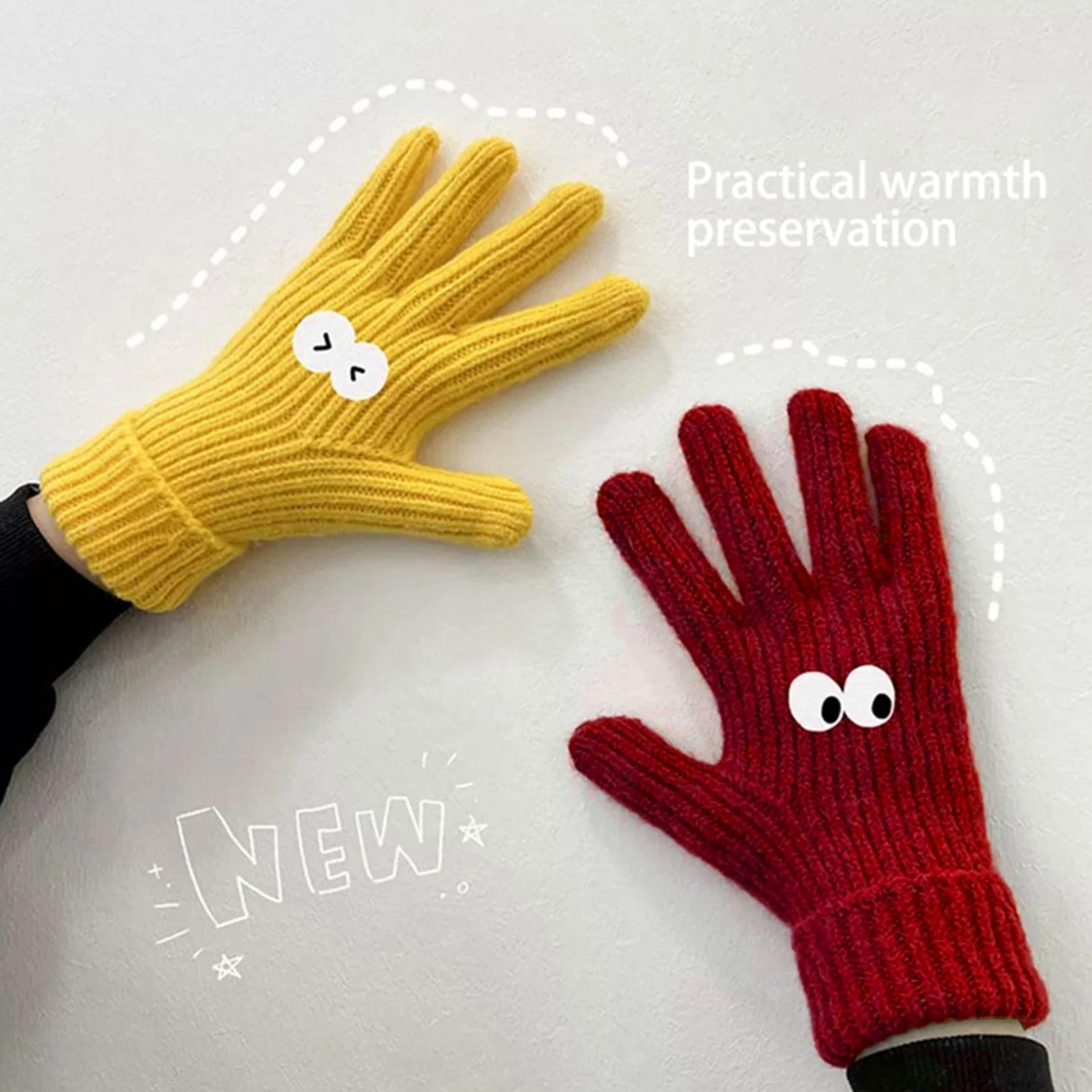 Split Fingers Touchscreen Knitted Gloves Windproof Thermal Warm Gloves For Camping Hiking