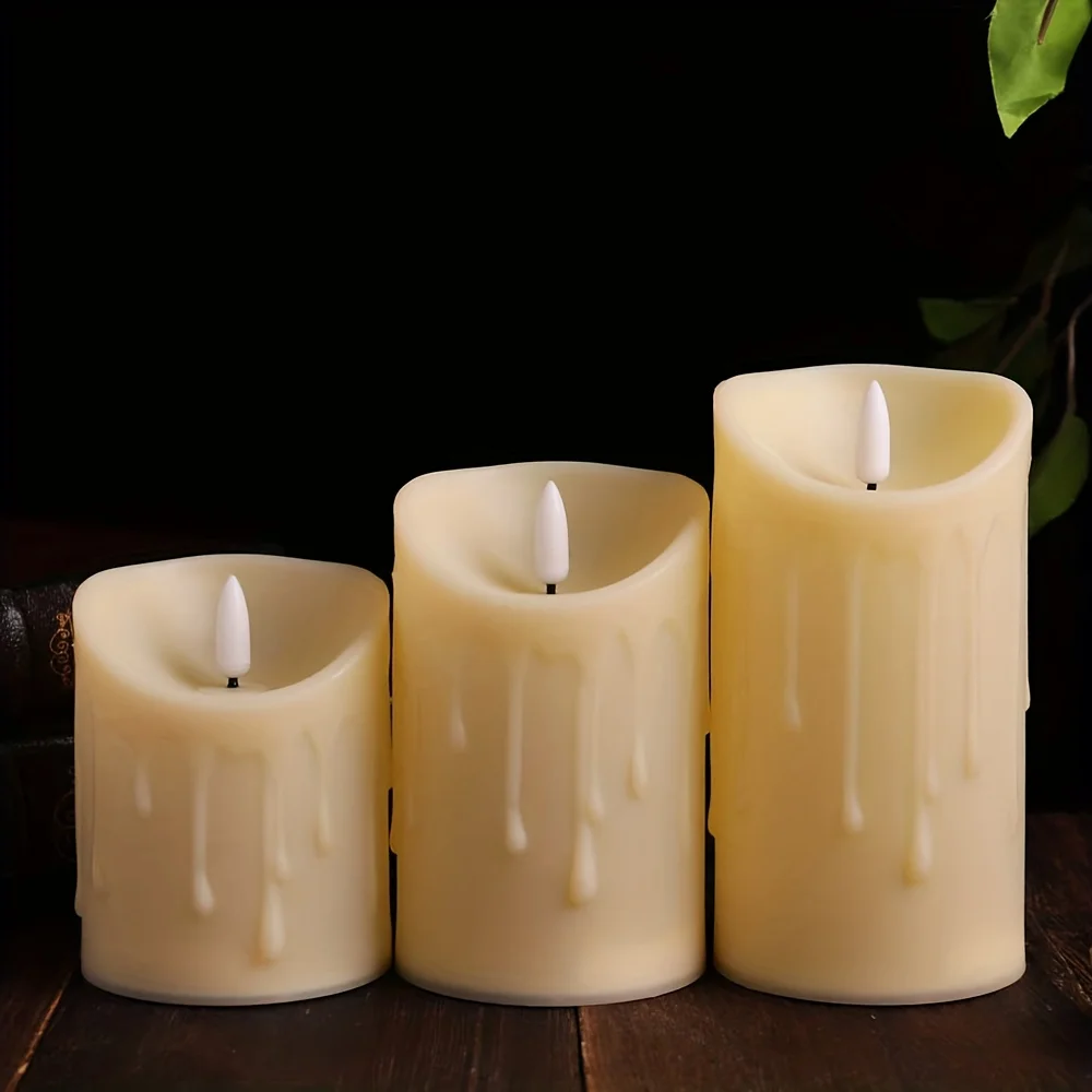 Flameless Votive Candles Smokeless Electric Fake Candle with Moving Wick Window Candle Lights LED Simulation Candle Lights Batte