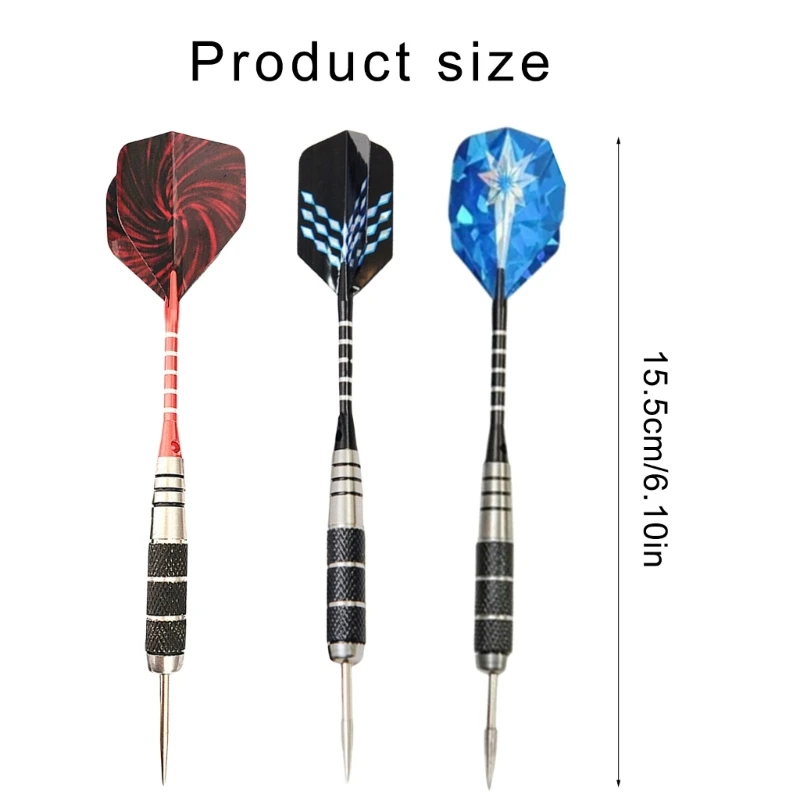 3Pcs Stainless Iron Needle 22g Nonslip Metal Tip Professional Aluminum Rod Flights for Dartboards Game