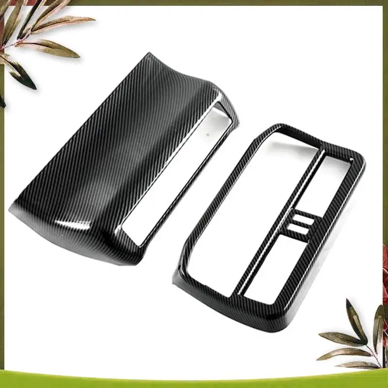 

AB98-Carbon Interior Rear Air Condition Vent Outlet Frame Anti-Kick USB Panel Cover For Toyota Land Cruise LC300 2022 2023