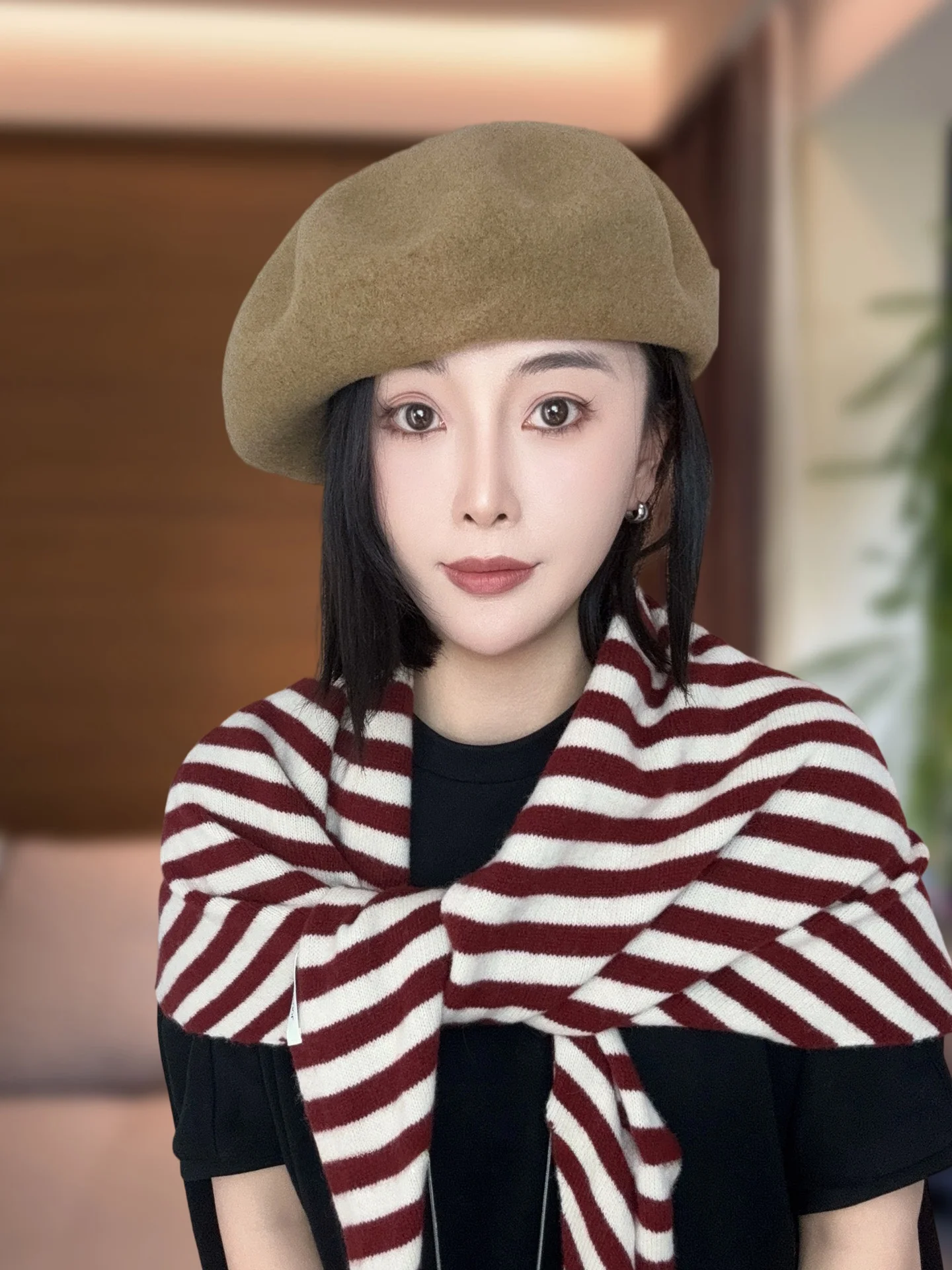 オーストラリア産ウールベレー帽-アーティストスタイル-レディース-秋冬-厚手-暖かい-大きいサイズ-おしゃれでエレガント-つばなしキャップ