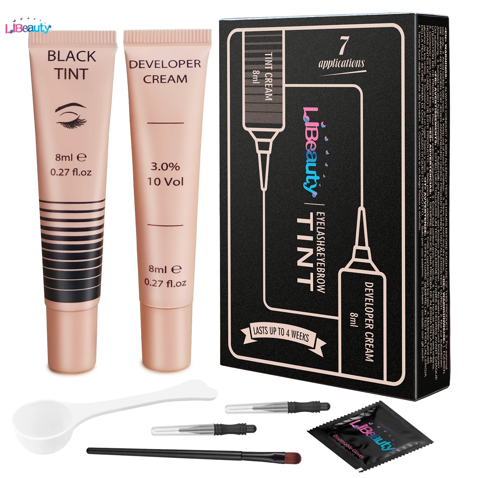 Libeauty 8Ml Zwarte Perming Set Voor Wimperwenkbrauwlift Permanent Fixatie Lotion 8-12 Minuten Optillen Wimpers Oogmake-Up Tools