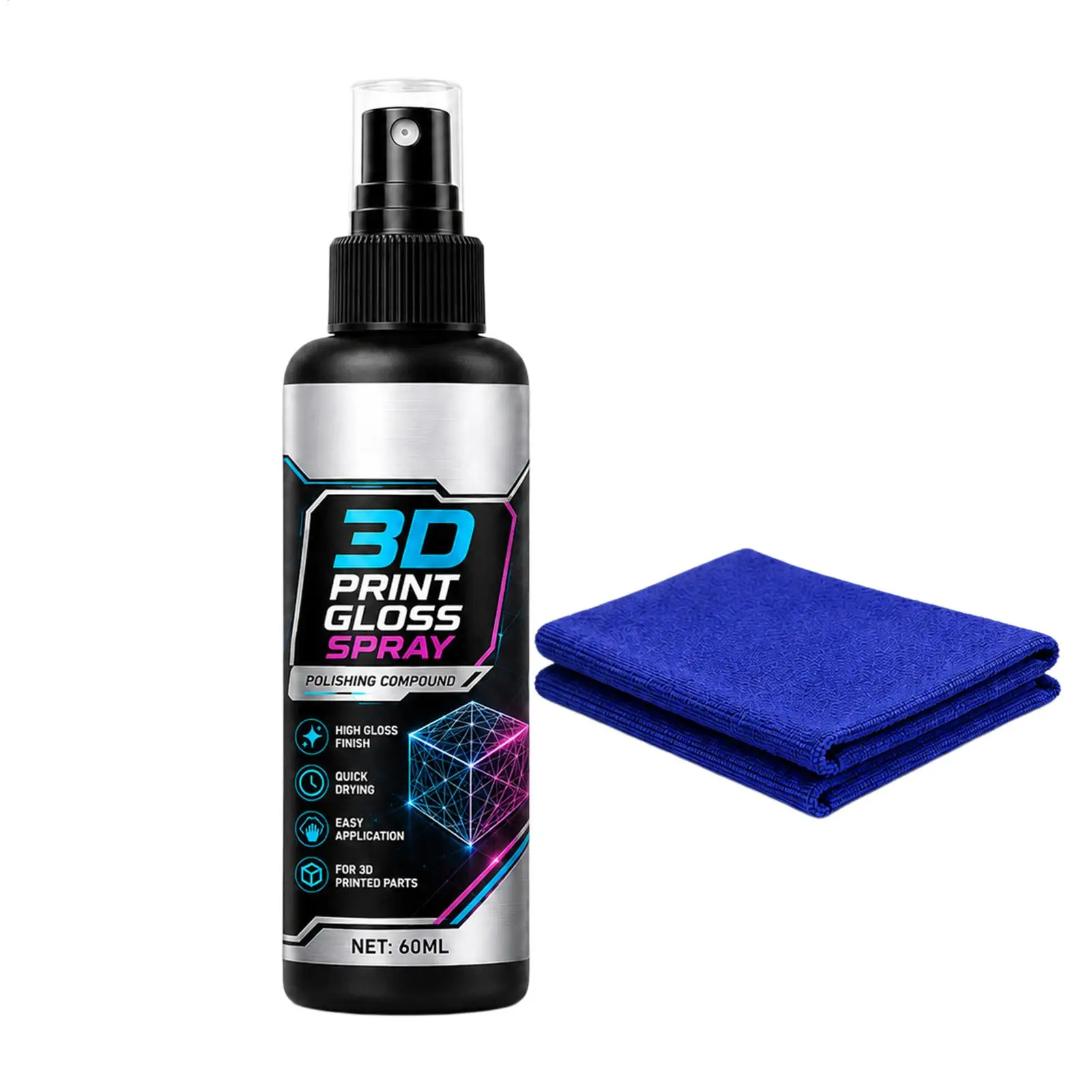 60ml Spray Shine 3D Print Quick-Drying Model Brightening Liquid 3D Print Props Glossy Agent for Hobbyists Designers