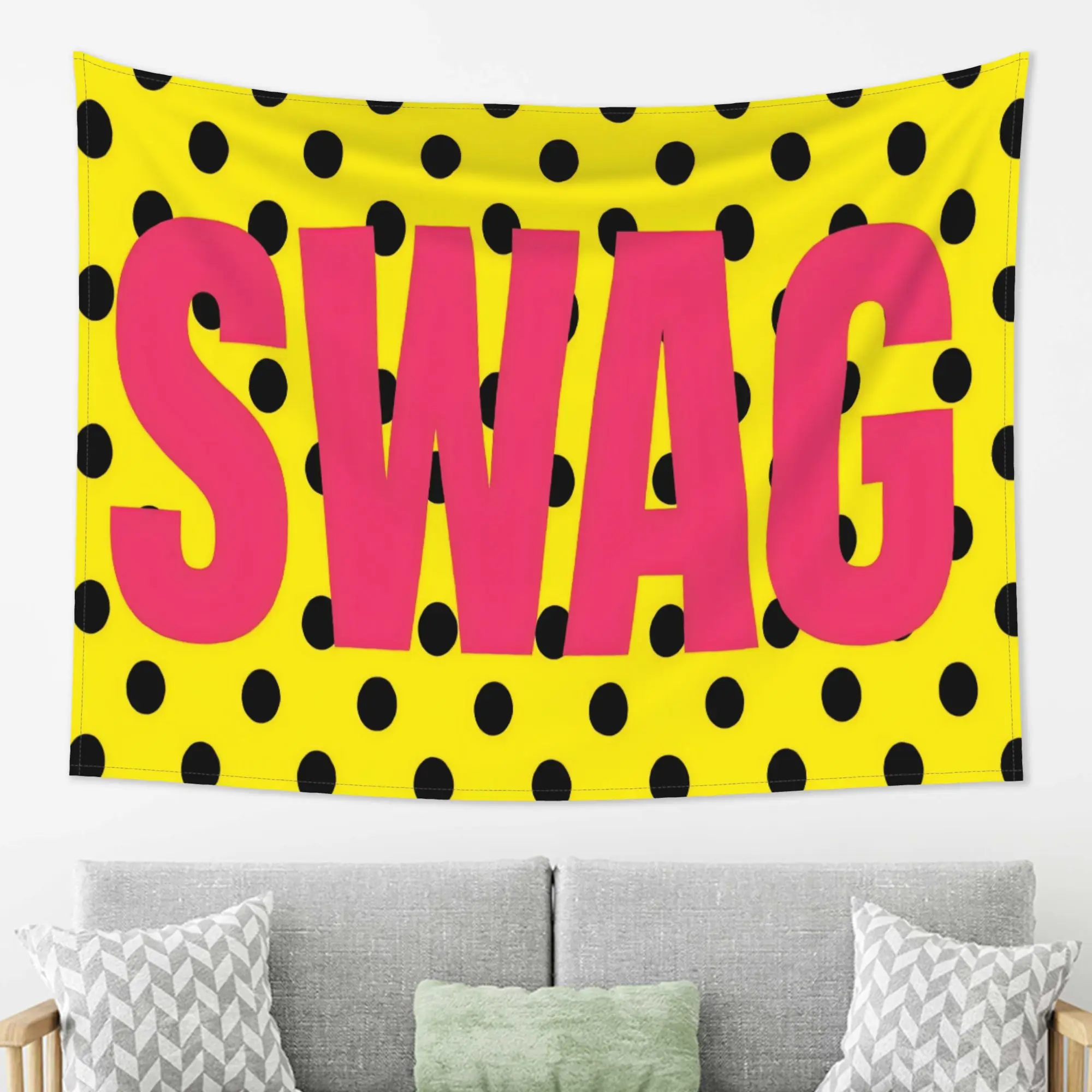 VIKAMA Polka Dot SWAG American Cool Tapestry, Aesthetic Wall Art for Bedroom Living Room Dorm Decor
