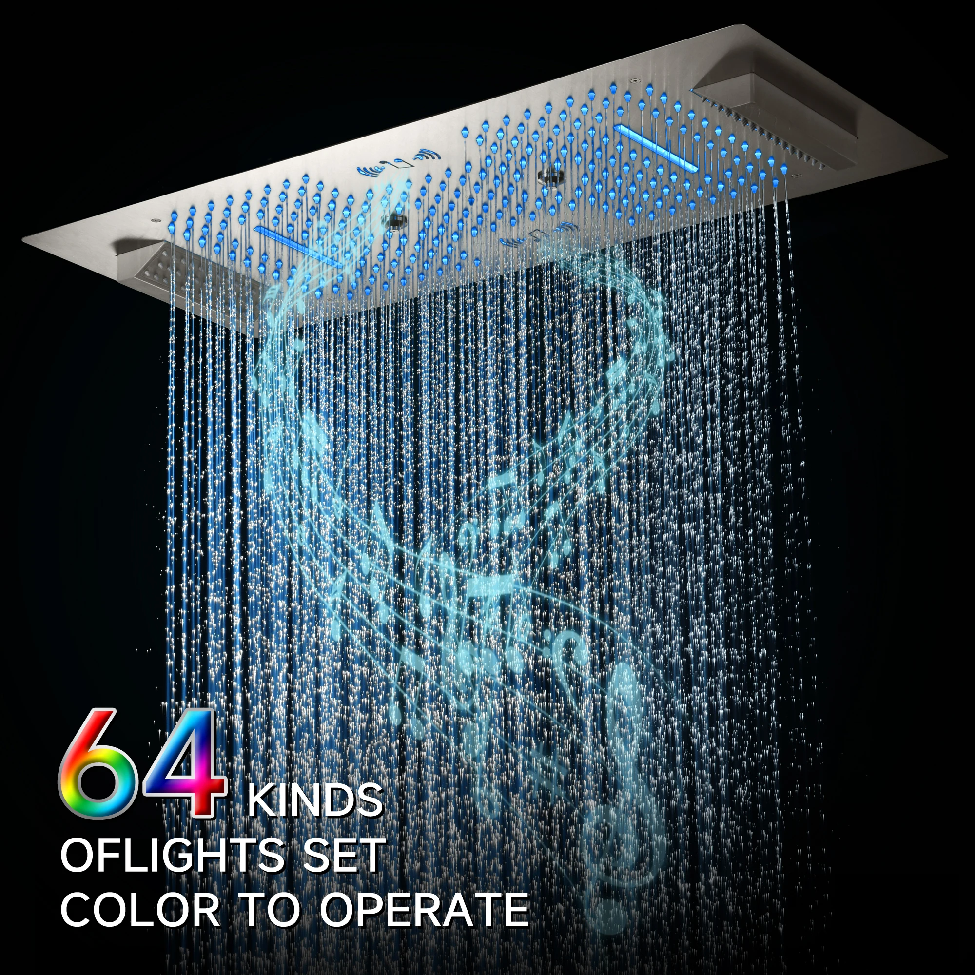 

400*900mm Hot Selling Bathroom Ceiling LED Thermostatic Shower Faucet Set With Rainwater Waterfall Multifunctional Shower Head