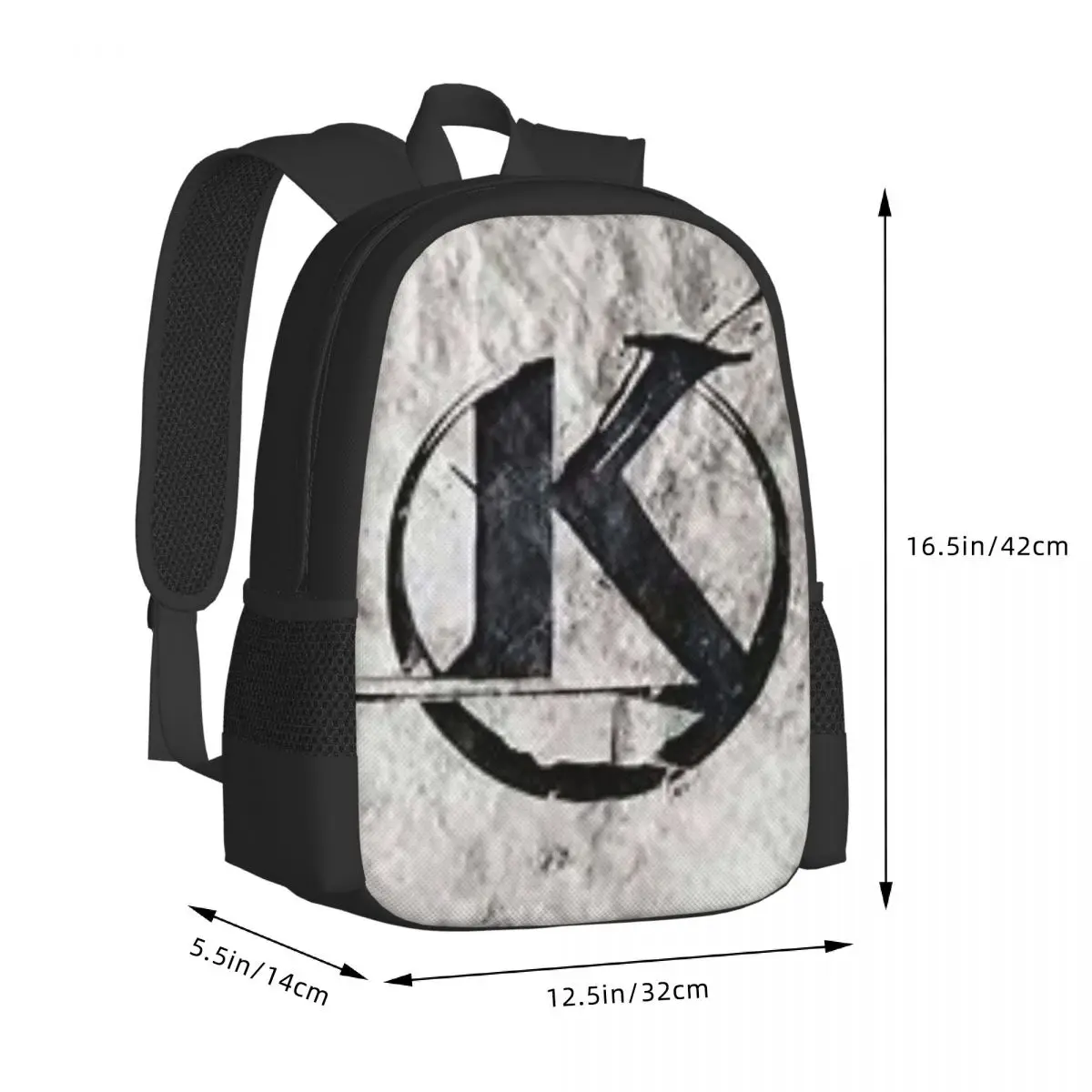 Black Kaamelott Logo On A Gray Background Student Backpack School Bag Hiking Travel Daypack for Men Women Bookbag Shoulder Bags