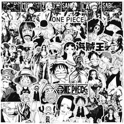 One Piece Anime adesivos impermeáveis para crianças, DIY Graffiti adesivos, motocicleta, skate, laptop, brinquedos legais, preto e branco, 10 PCs, 30 PCs, 65PCs