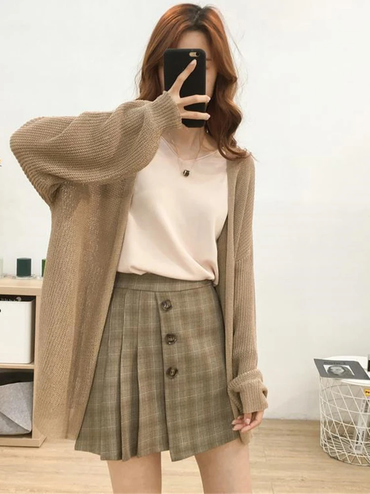 Thin Ice Silk Sunscreen Knitted Coat Loose Casual Hollow Out Cardigan Female Summer Basic Elegant Korean Knitewear Tops New