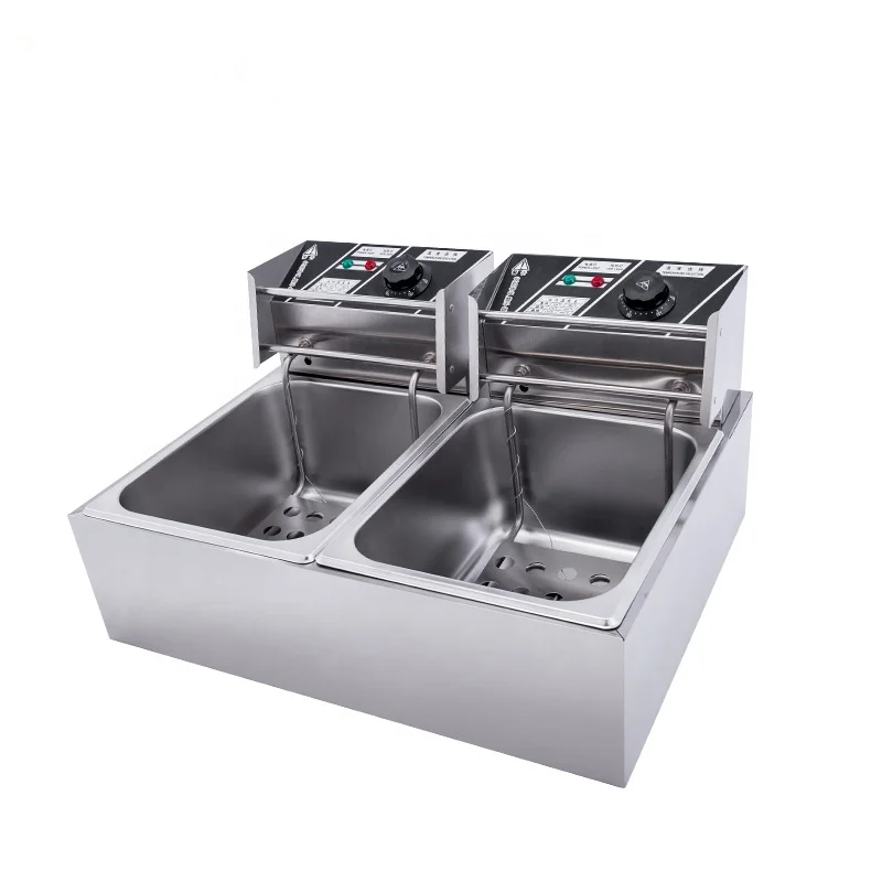 

Commerical Long 12L Electric Single Tank Potato Chips Frying Machine Stainless Steel French Fries Deep Fryer With Frying Basket