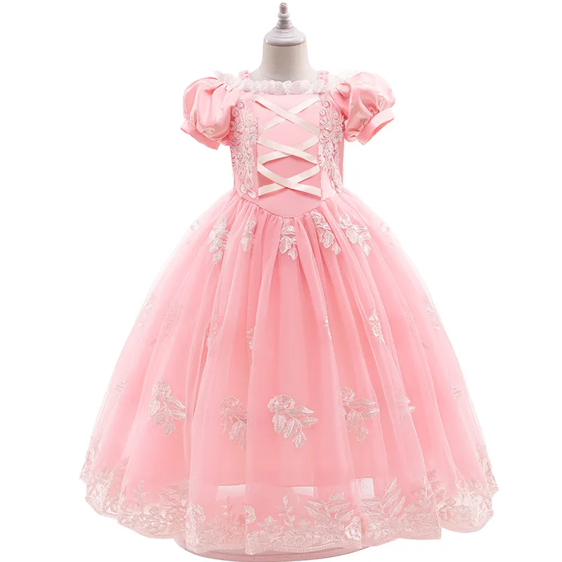 Rapunzel Europe and the United States puff sleeve cross-border new butterfly embroidery elegant girl dress princess dress