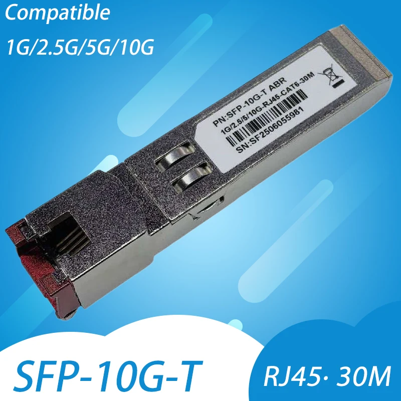 Transceiver 10GBase-T SFP+ na RJ-45, moduł 2,5G 5Gbe SFP+ Copper Ethernet CAT6a, do 30 metrów, dla Cisco SFP-10G-T, Mikrotik