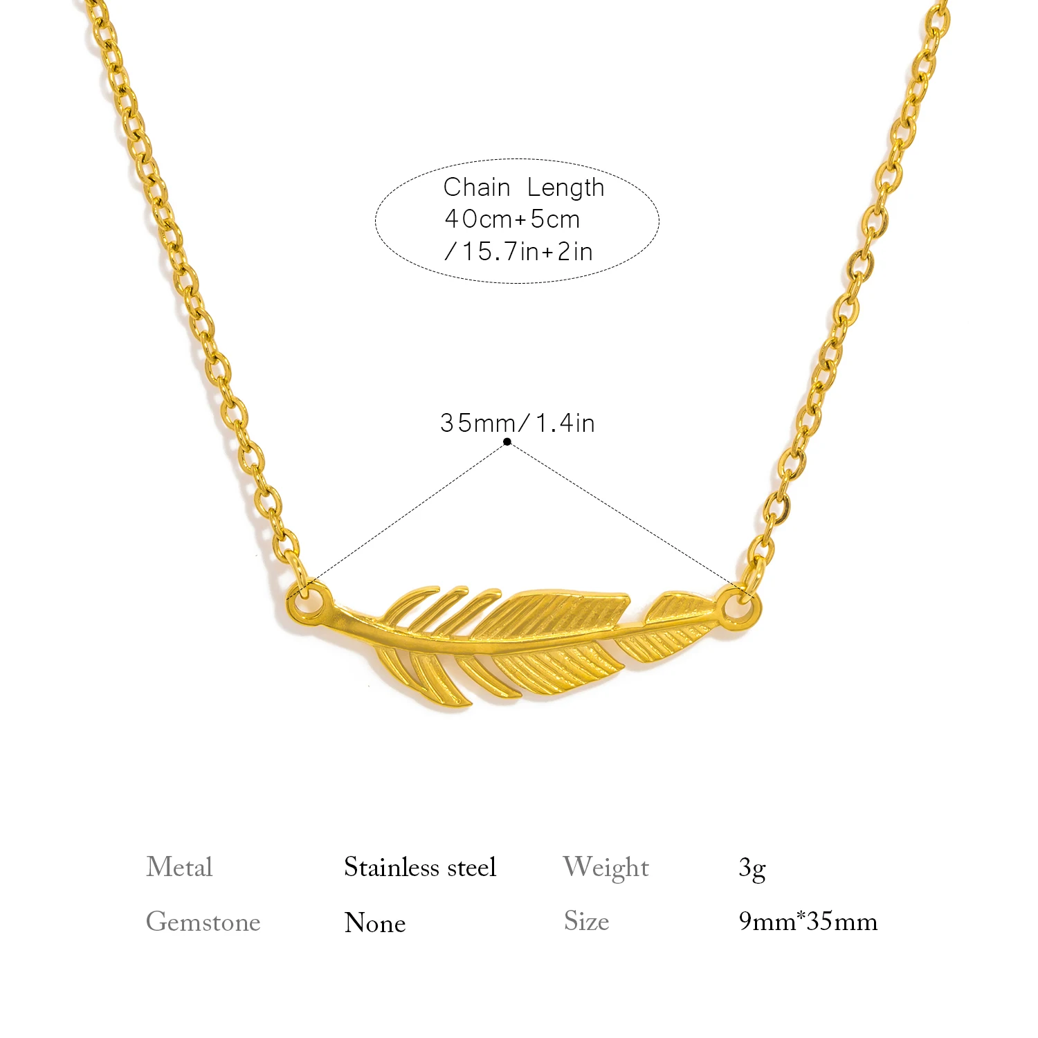 UHBINYCA Fashion Long Leaf Necklacefor Women Chic Gold Plated Stainless Steel Cross Chain Waterproof Jewelry Christmas Gift image 6