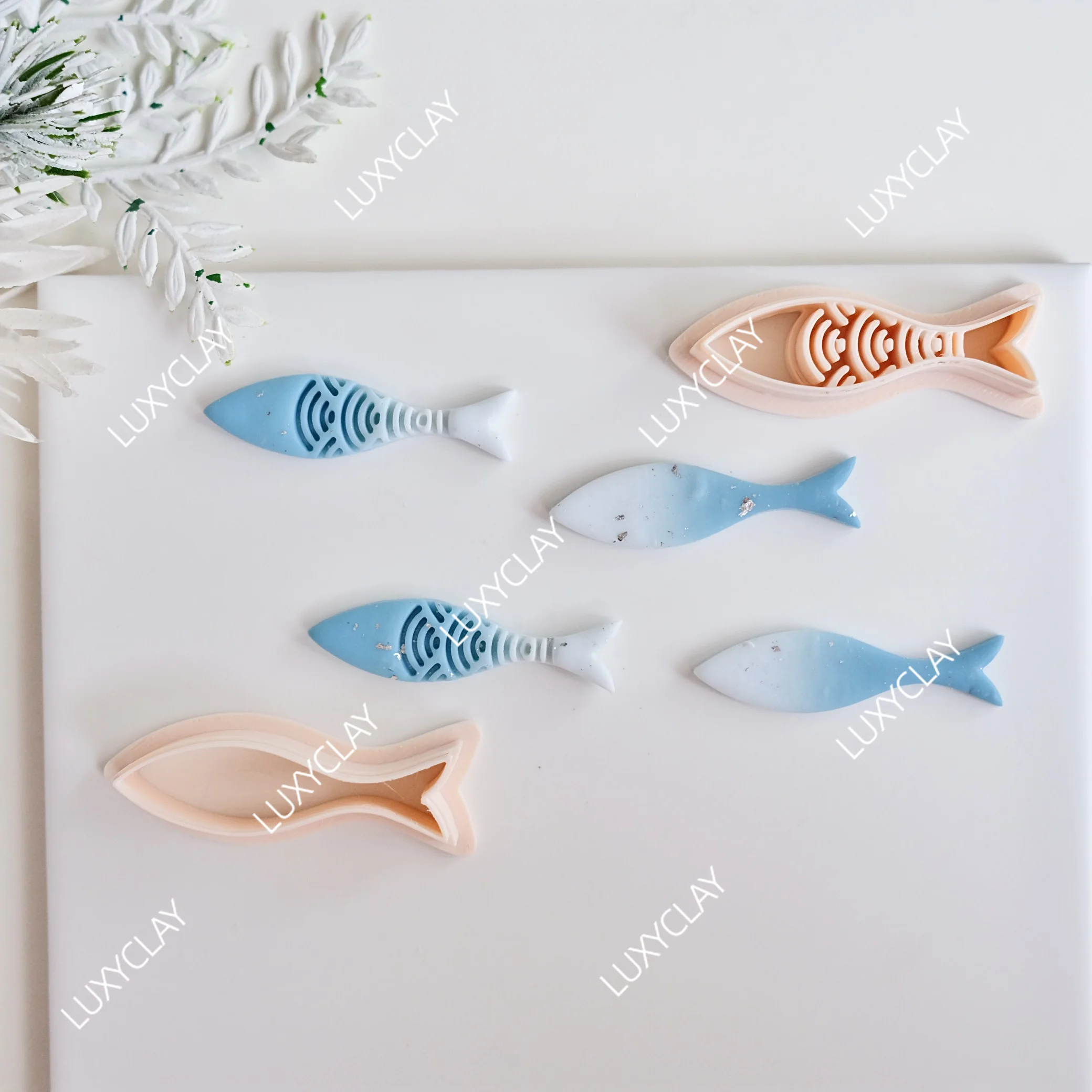 2pcs Embossed Sardine Polymer Clay Cutter & Stamp for Earring & Jewelry Making, Long Skinny Fish Clay Molds for Pendant Making - view 6