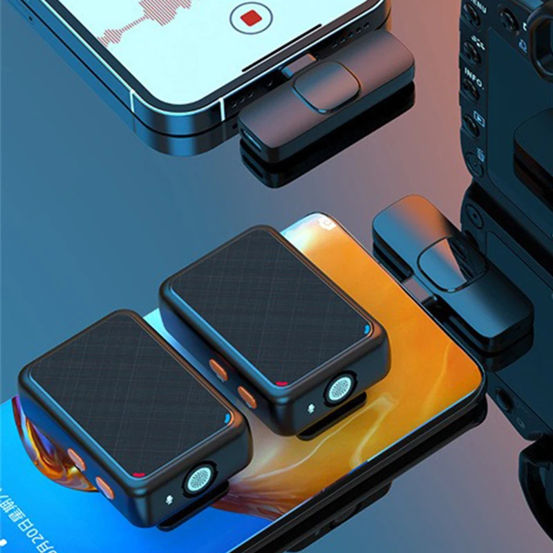 

Wireless Lavalier Recording Microphone Dual Channel Lapel Mic System with 98ft For Smartphone DSLR Camera DV Vlog YouTube Live