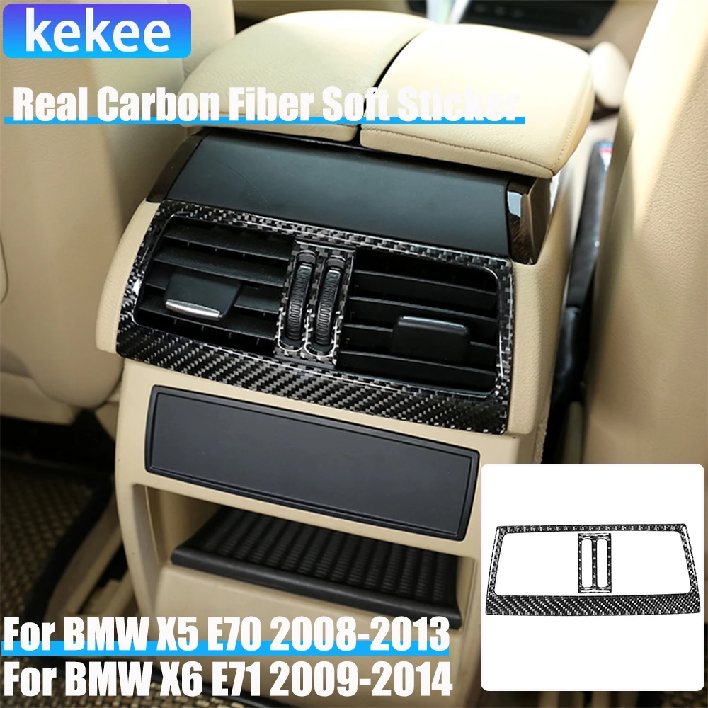 

Real Carbon Fiber Car Accessories Rear Air Vent Panel Decorative Cover Soft Sticker For BMW X5 E70 2008-2013 X6 E71 2009-2014