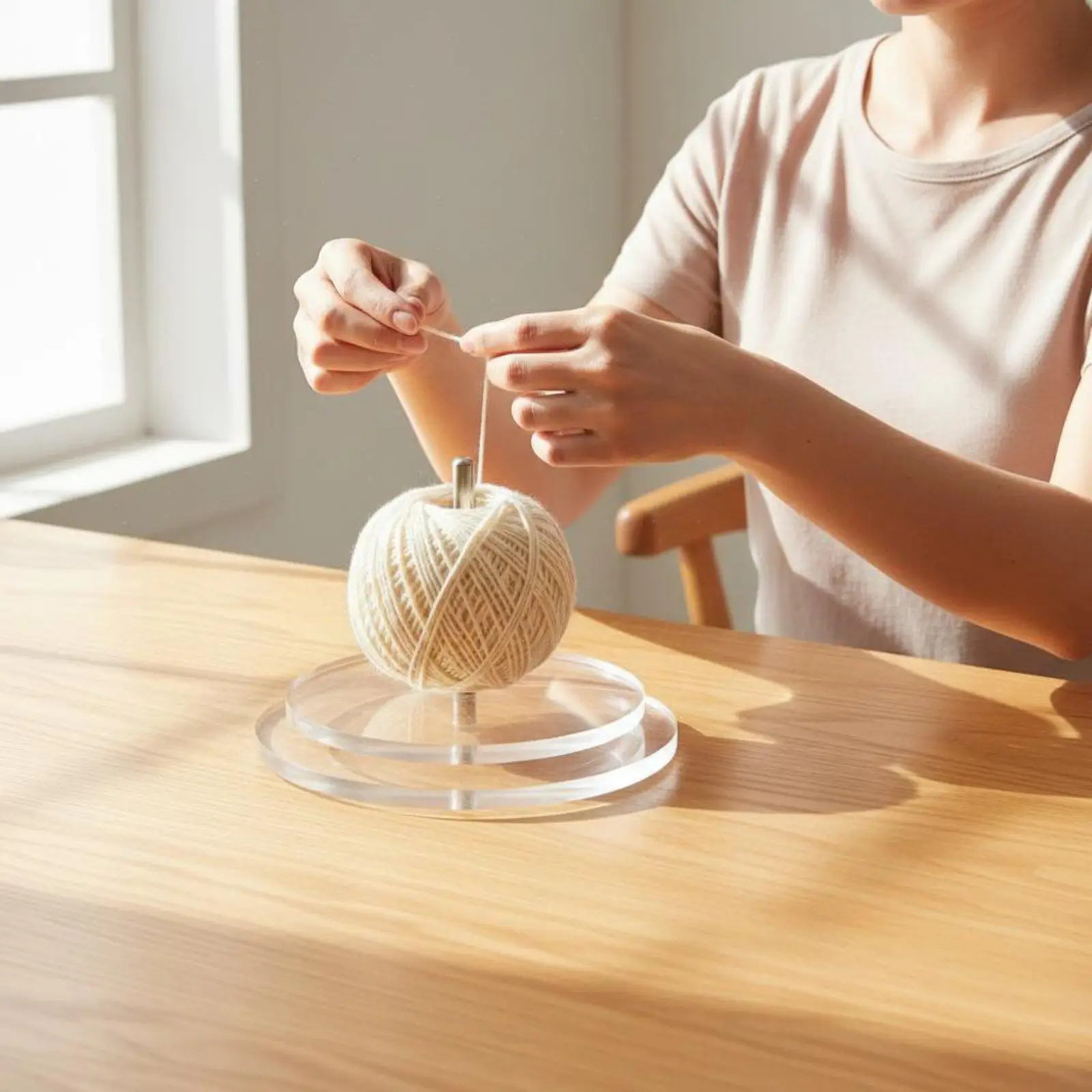 Transparent Acrylic Yarn Holder with Spinning Base Knitting Winder Stand for Crochet Hook and Handmade Crafts