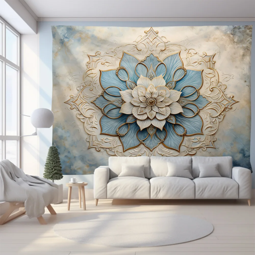 VIKAMA Mandala Tapestry Light Series Room Background Fabric Decoration Printed Wall Decoration Wall Hanging