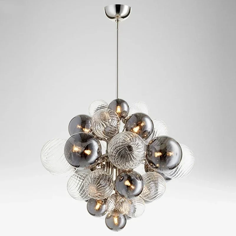 

Designer New Glass Ball Bubble Pendant Nordic Light Luxury Diamond Kitchen Restaurant Bedroom Decoration Hanging Indoor LED Lamp