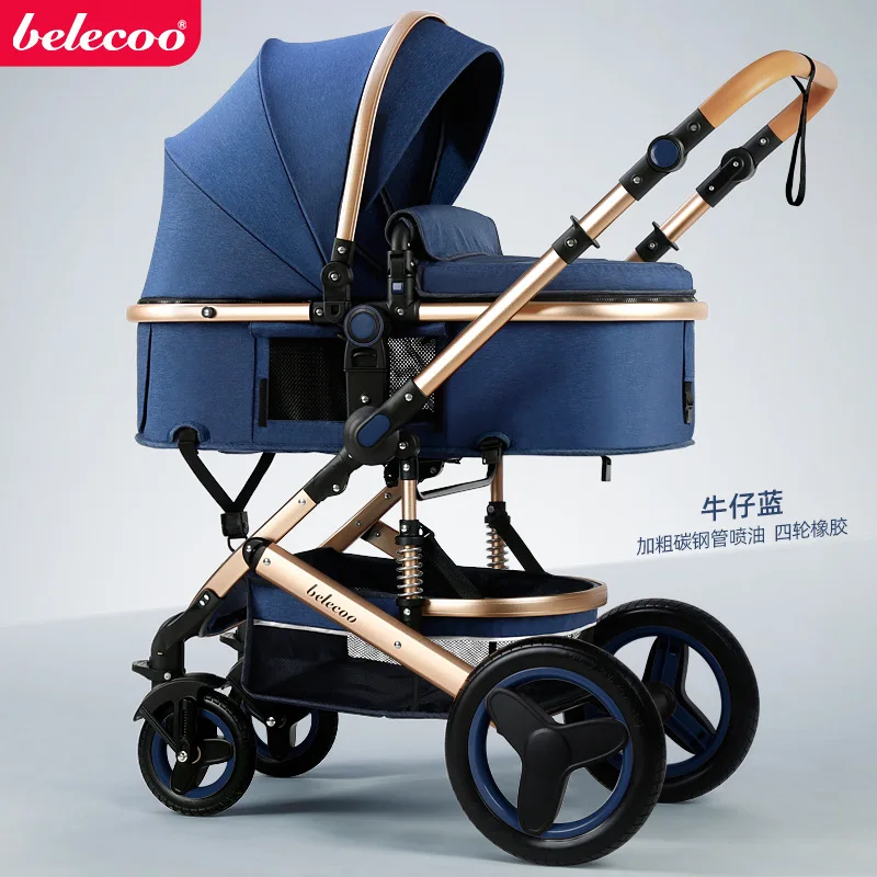 

Belecoo High Landscape Baby Cart for Newborns Seatable Lying Folding Shock Absorbed Bidirectional Baby Cart