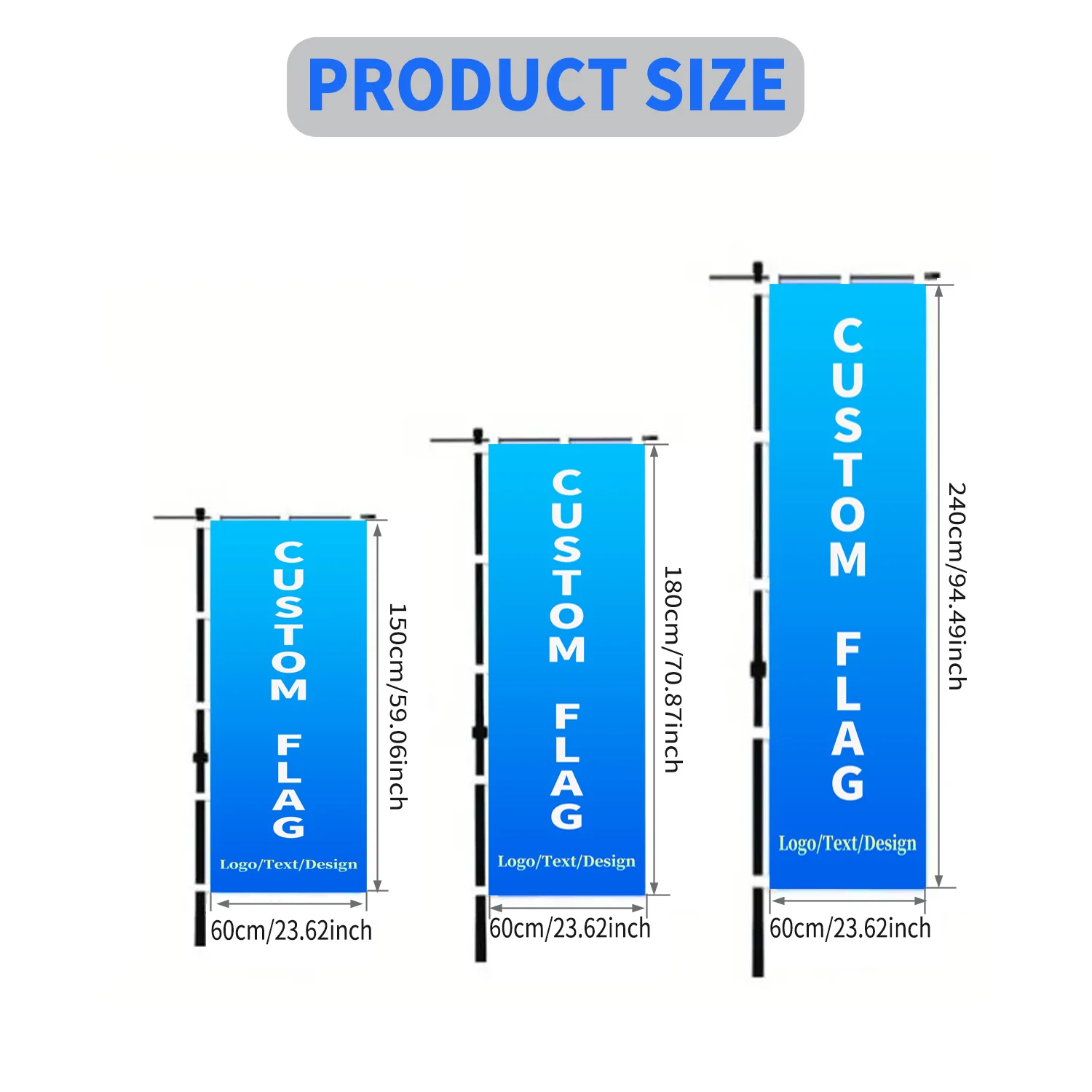 Custom Nobori Flag(ONLY FLAG), Personalized Vertical Banner, Single / Double Sided Outdoor Advertising Sign with Loop