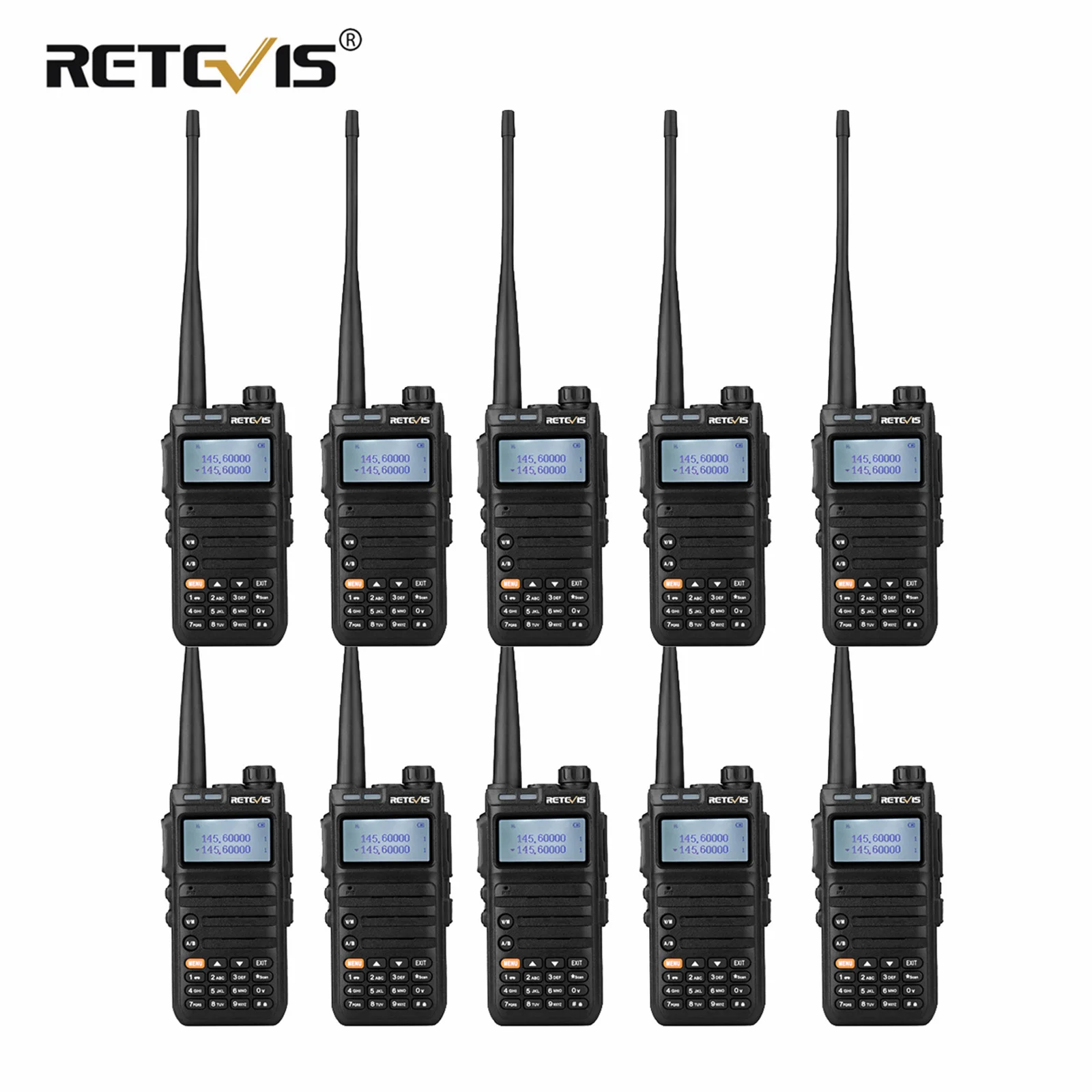 

Retevis RA685 10 pcs Walkie Talkie Ham Two-way Radio Station Long Range Walkie-talkies Profesional UHF VHF USB Type C Charger 5W