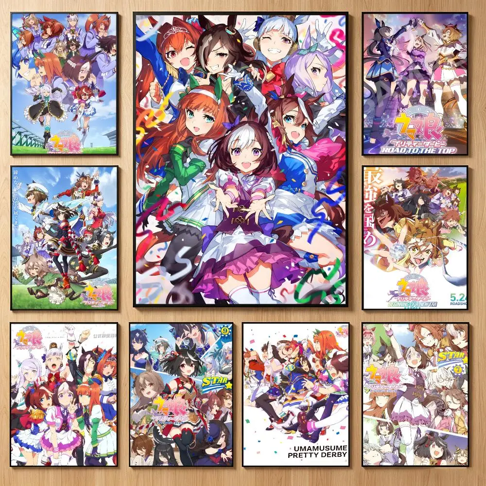 Competitive Anime P-Pretty Derby Poster Classic Self-Adhesive PP Wall Sticker for Living Room Bar Decor Gift