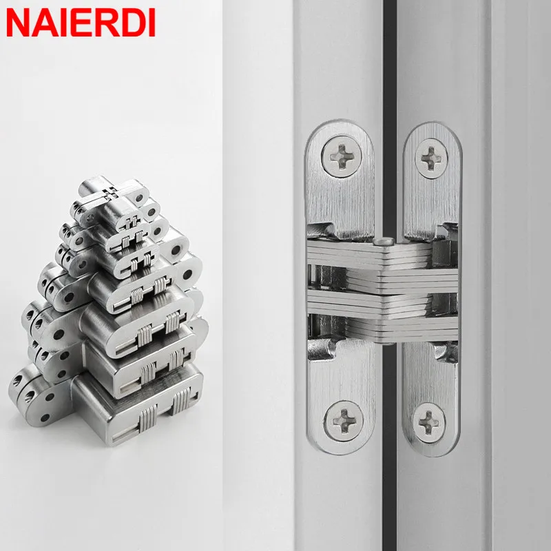 

NAIERDI 2 Pack Hidden Door Hinge Stainless Steel Invisible Hinge Concealed Folding Hinges for Cabinet Door Furniture Hardware