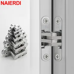 NAIERDI 2 Pack Hidden Door Hinge Stainless Steel Invisible Hinge Concealed Folding Hinges for Cabinet Door Furniture Hardware