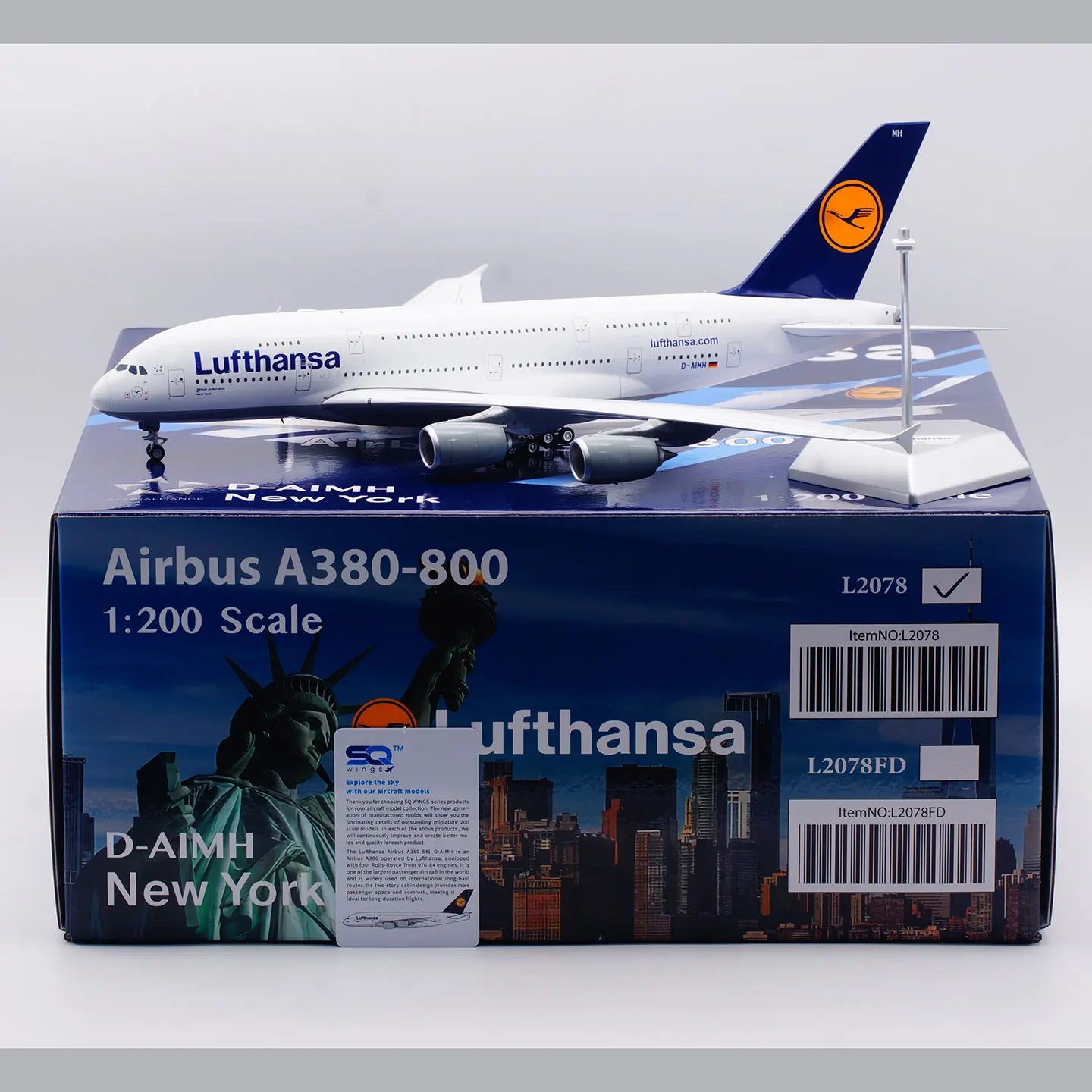 

L2078 Alloy Collectible Plane Gift SQ Wings 1:200 L2078 Lufthansa "StarAlliance" AIRBUS A380 Diecast Aircraft Jet Model D-AIMH