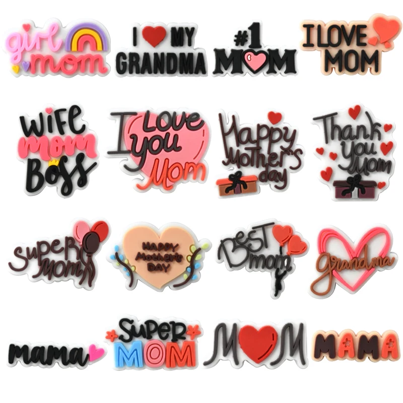 Wholesale Hot Sale Mother's Day Shoe Charms Pin for Crocs Accessories DIY Shoe Wristband Decoration Girls Women Party Gifts