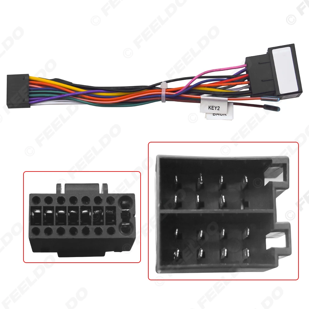 FEELDO Car Audio 16pin Wiring Harness Wire cable For Emgrand X7/EX7/GX7 Stereo Installation Wire Adapter