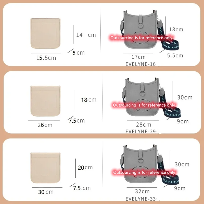Only Sale Inner Bag Bag Organizer Insert For H mini Evelyne 16 29 33 shoulder Organiser Divider Shaper Protector Compartment