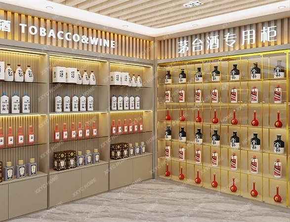 XX  Tobacco and alcohol display cabinet supermarket commercial customizable display cabinet shelves