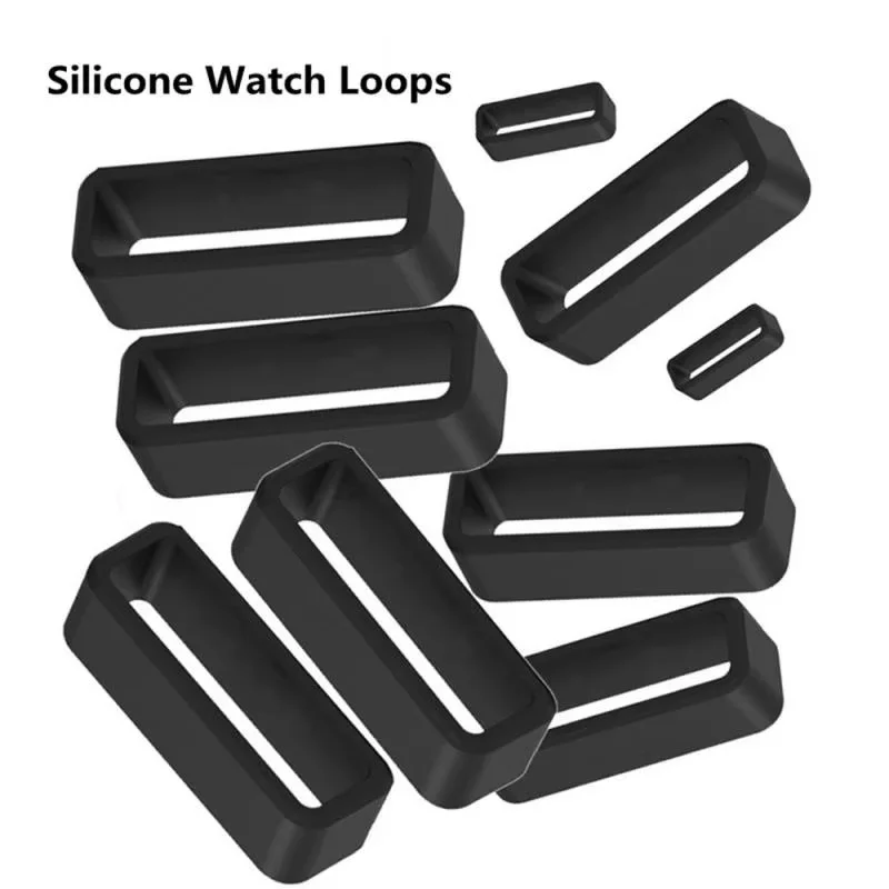 4 Stück schwarze Gummi-Uhrenarmbänder Silikon-Uhrenarmbänder Zubehör Halter Locker 12 14 16 18 20 22 24 26 28 30 mm Riemen-Schlaufenring – Detail 3