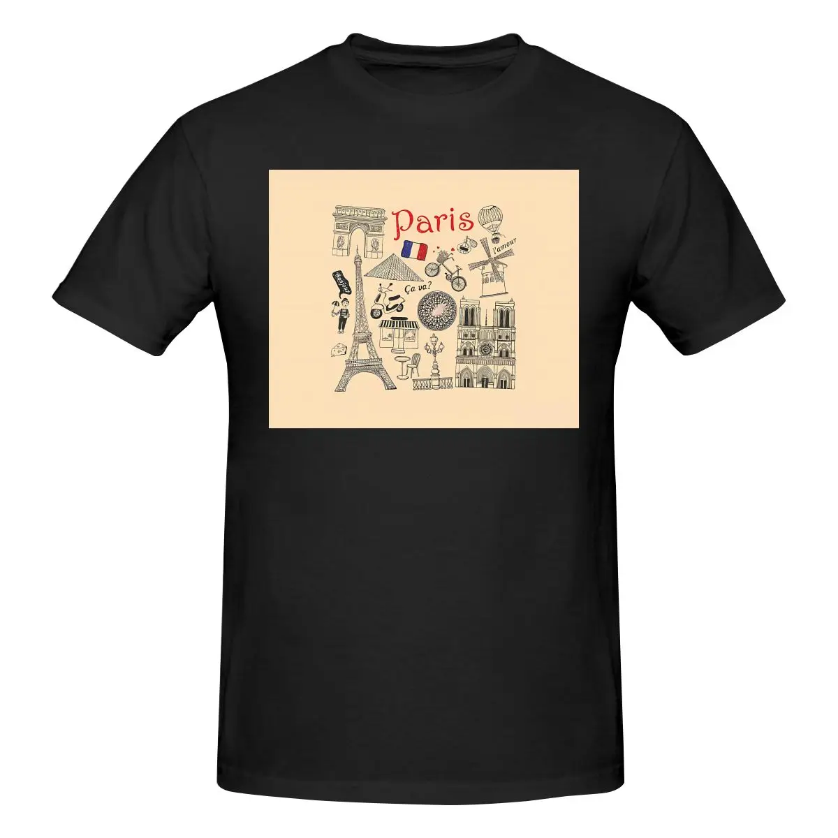 

Funny Paris France Travel Theme Design Men's Printed T-Shirt Unisex T shirtSimple