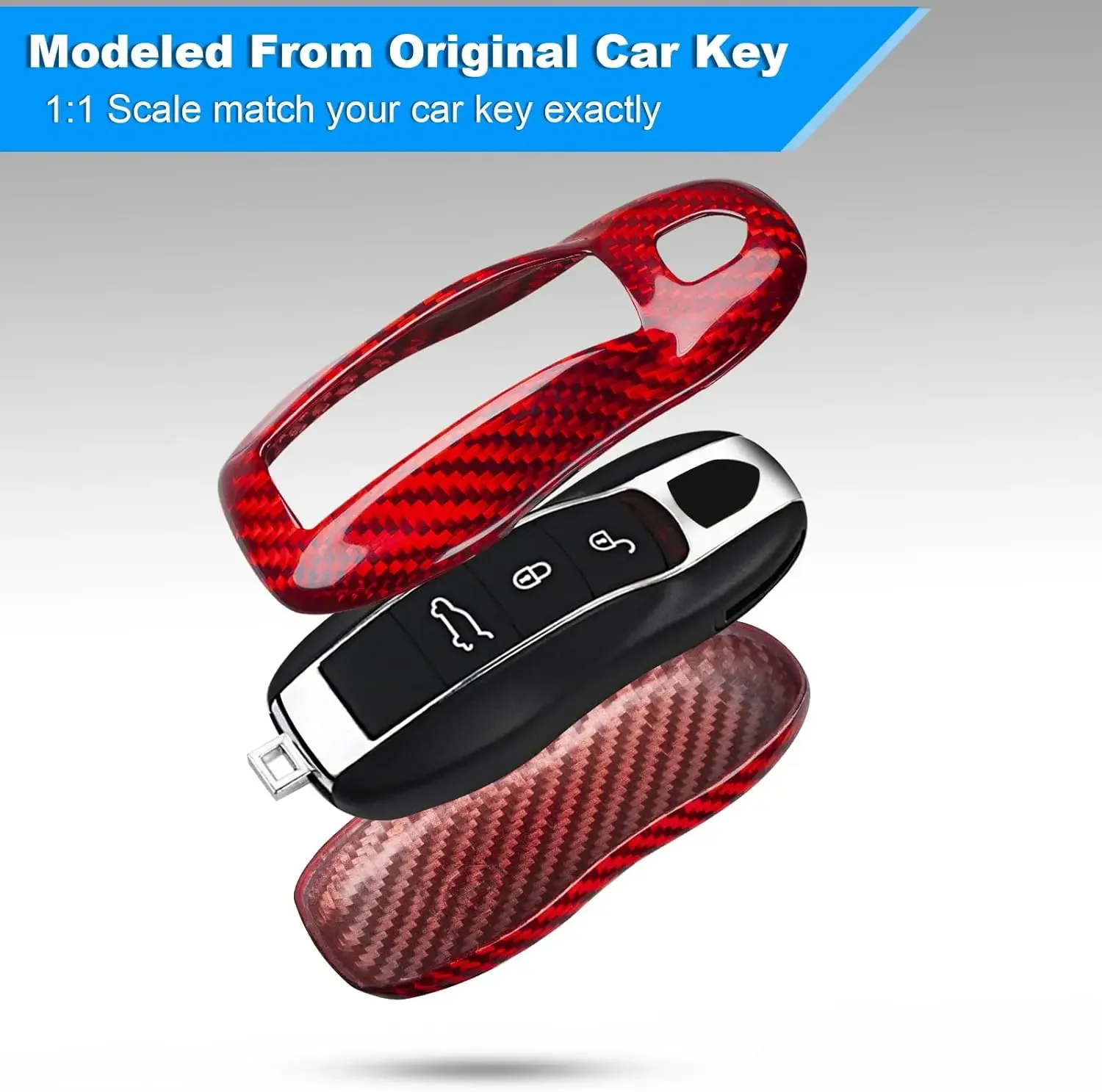 포르쉐 카이엔 파나메라 마칸용 진짜 탄소 섬유 열쇠 고리 케이스 커버 보호대, 718 911 918 박스터 카이맨 스마트 키 쉘