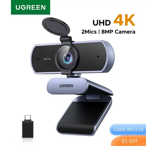 UGREEN 4K FHD 1080P Webcam 8MP for PC, PDAF Auto Focus, Dual AI Noise-Cancelling Mics, Web cam Camera for Zoom/Teams/Google Meet