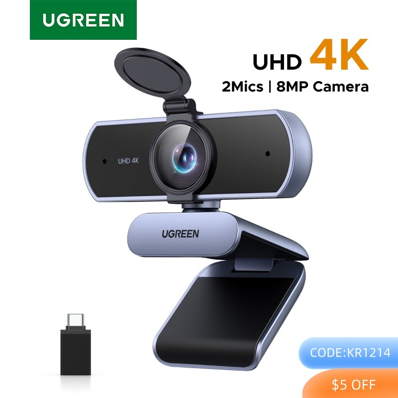  UGREEN 4K FHD 1080P Webcam 8MP for PC, PDAF Auto Focus, Dual AI Noise-Cancelling Mics, Web cam Camera for Zoom/Teams/Google Meet 