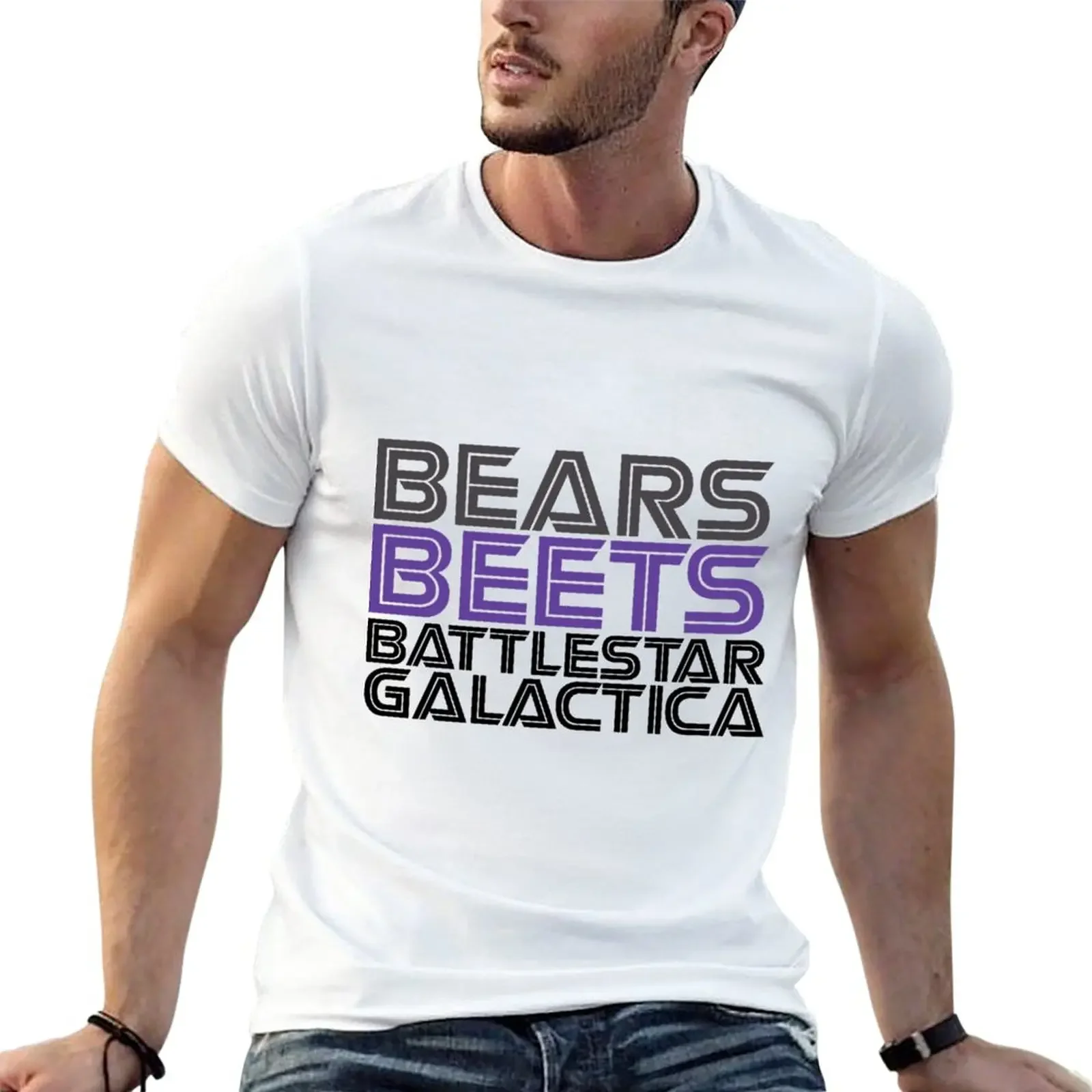 

Bears, Beets, Battlestar Galactica. T-Shirt oversized korean fashion anime clothes sweat shirt mens graphic t-shirts hip hop