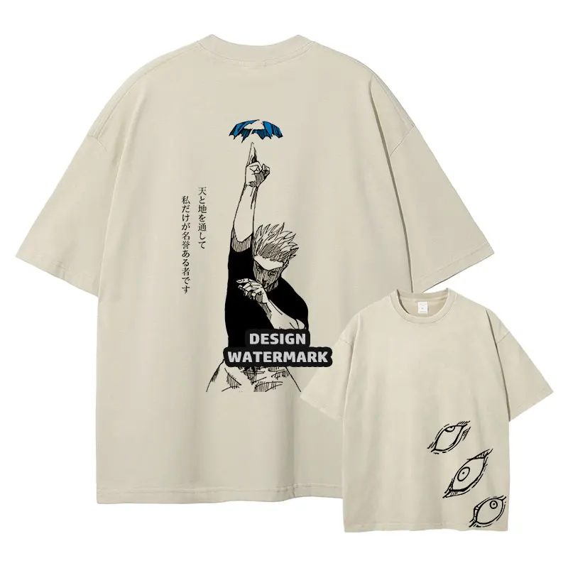 

Anime Gojo Satoru T-shirts Oversized Vintage Washed J-Jujutsu K-Kaisen T Shirt Geto Suguru Fushiguro Toji Tops Tees 100% Cotton