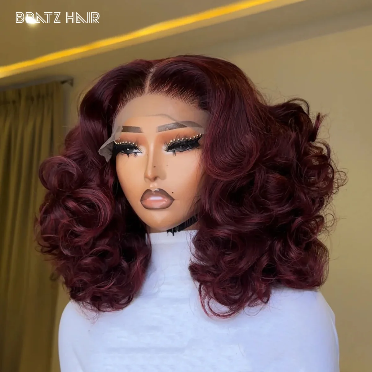

450 High Density 99j Burgundy Loose Bouncy Curly Wig Human Hair Wine Color Bouncy Curls 13x6 13x4 Lace Frontal Wigs Fro Woman