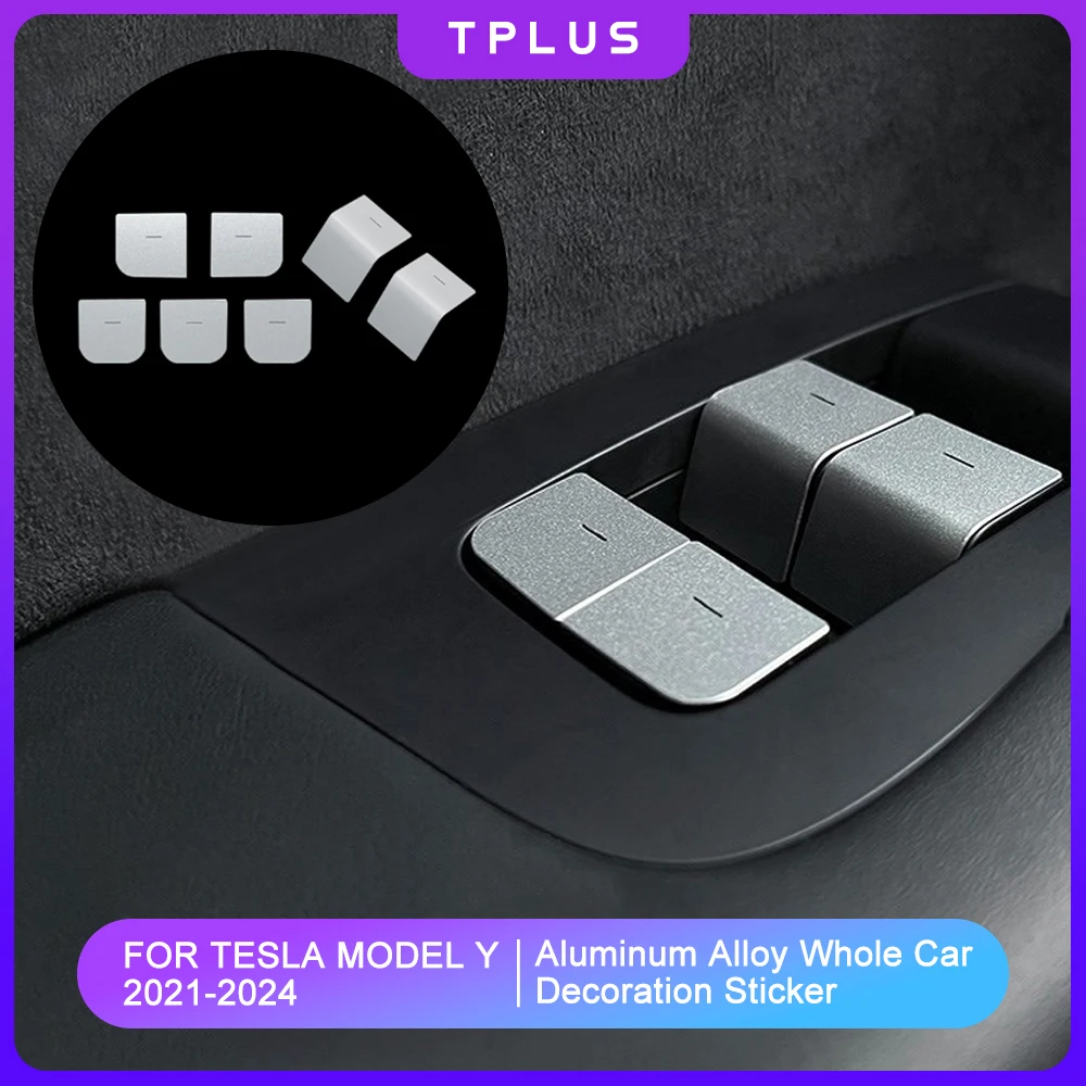 

For Tesla Model Y 2023 Whole Car Aluminum Alloy Stickers Door Handle Center Control Window Button Decals Accessories 2022 2021