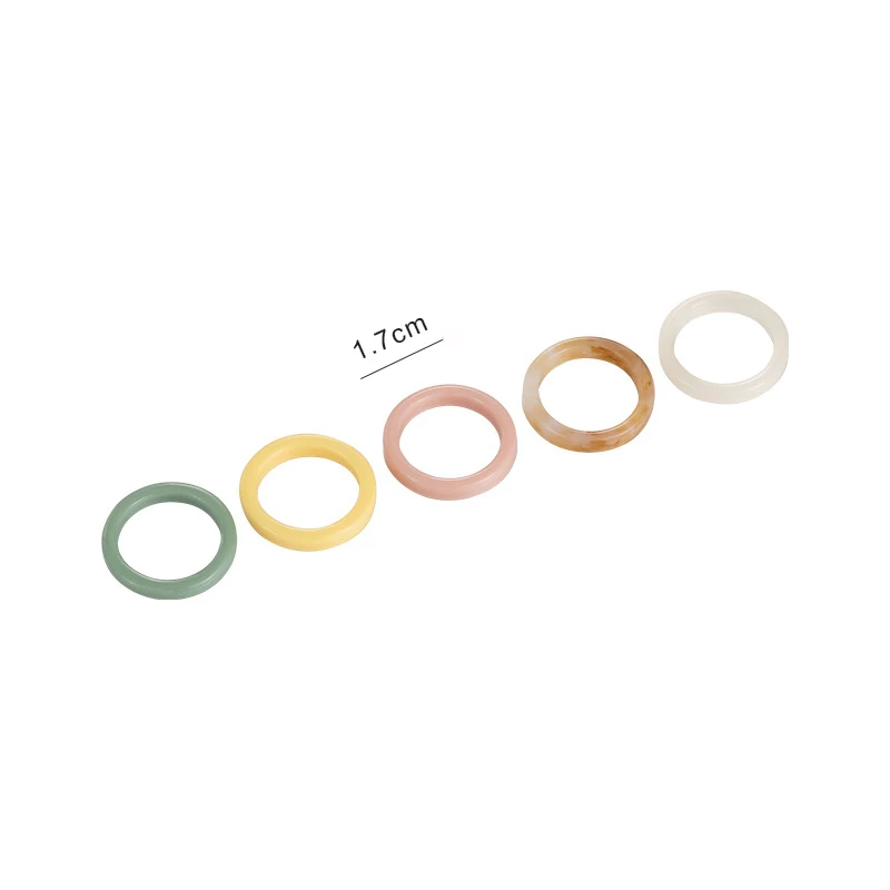 5pcs/set Acrylic Ring Set for Women Simple Fresh Light Colorful Resin Round Ring Gilrs Fashion Jewelry Sets 2023 Summer