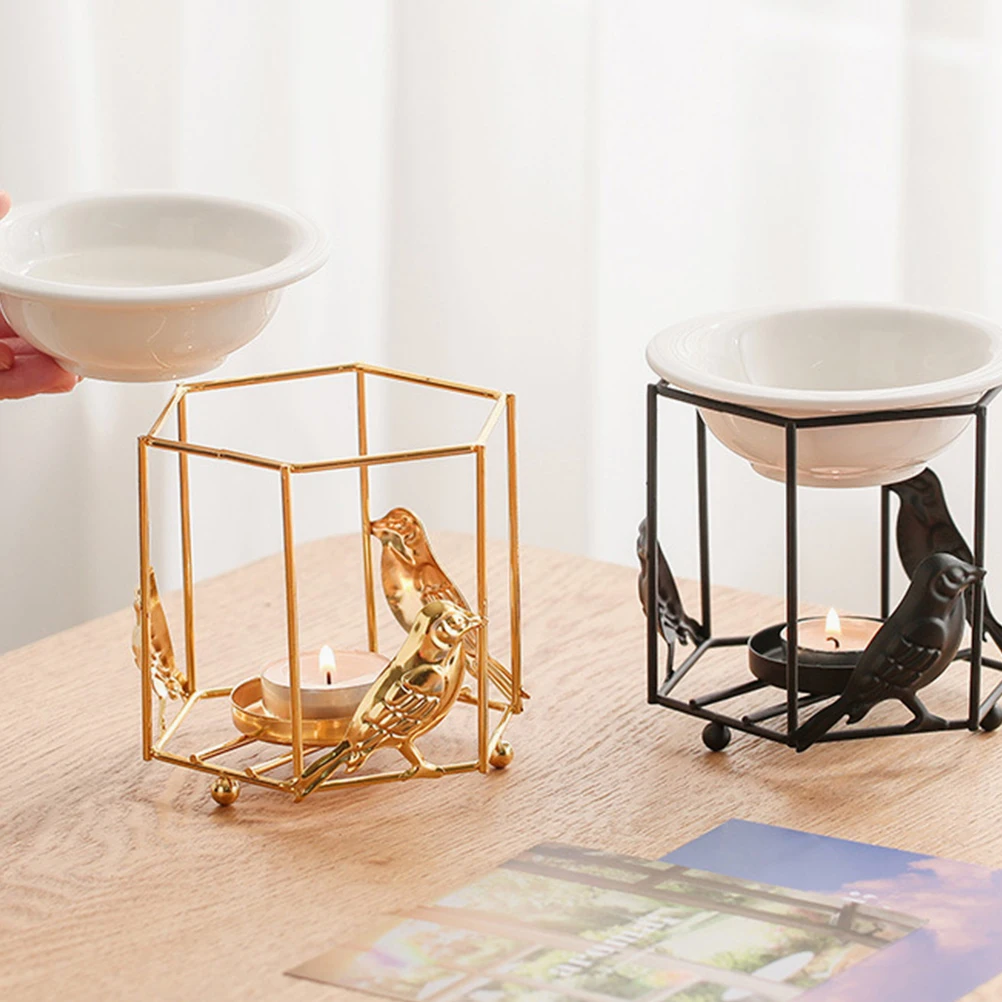 

Elegant Essential Oil Warmer Iron Frame Aroma Diffuser Home Office Spa Decor Safe Convenient Longtime Use Essential Oil Warmer