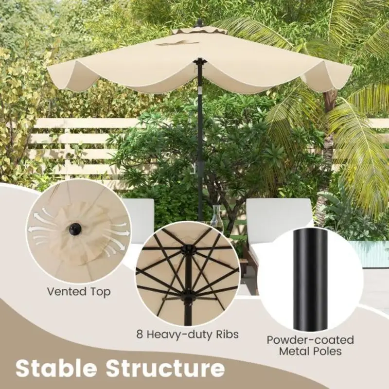 

9 FT Patio Umbrella with Crank Handle and Push Button Tilt-Beige