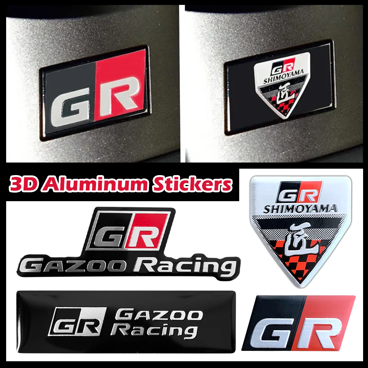 3D Aluminium Car Stickers Accessories Auto Body Tail Emblem Decals For Toyota Yaris Corolla Rav4 GR Logo GAZOO Racing GRSPORT