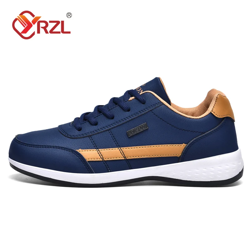 YRZL Men Shoes Spring Autumn Waterproof Walking Sneakers Leisure Male Leather Sports Shoes Non-Slip Footwear Tennis for Men 2