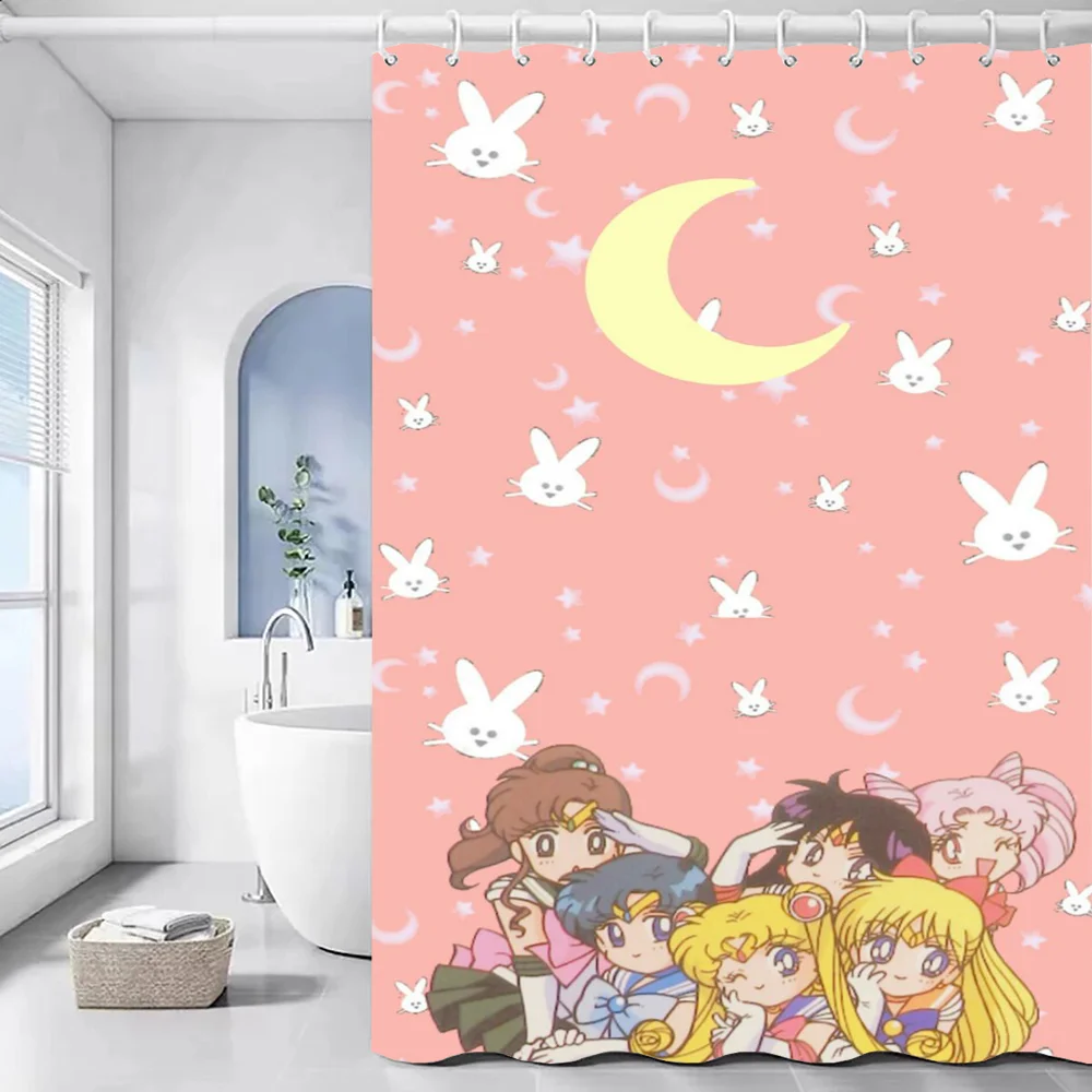 S-Sailor Moon European Curtain for Bathroom Shower Curtain Waterproof Fabric Bathroom Curtains Bath Sets Accessories the Set